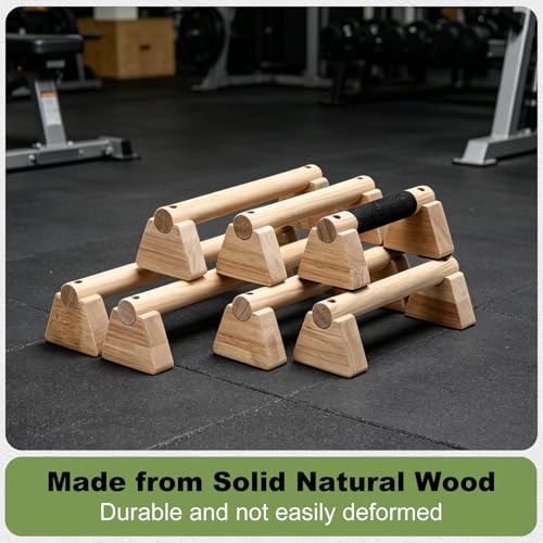 PATIKIL Push Up Bars, Wooden Parallettes Bars, Wooden Push Up Handle with Non-Slip Base and Grip for Strength Training Planks - size: 40cm