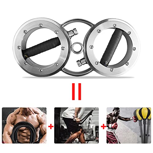 FIITY 18 Pounds Resistance Adjustable Rotator Machine for Upper Body Strength Training, 360 Degree Rotating Grips, Multifunctional Spinning Burn Machine for Forearm Trainer, Boxing, Workouts (Black & Sliver)