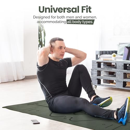 Robust Extra Thick Yoga Mat 1/4 & 1/3 & 2/5 Inch - Non Slip Exercise Mat with Alignment Lines, Carrying Strap, TPE Eco-Friendly Material for Knee Support, Sweat-Proof 72" x 24" for Women & Men