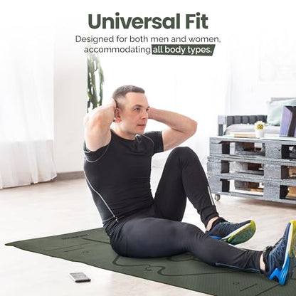 Robust Extra Thick Yoga Mat 1/4 & 1/3 & 2/5 Inch - Non Slip Exercise Mat with Alignment Lines, Carrying Strap, TPE Eco-Friendly Material for Knee Support, Sweat-Proof 72" x 24" for Women & Men
