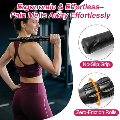 Massage Roller, Muscle Roller Stick, Neck Massager Roller, Therapy Stick for Legs, Calf, Thigh, Lipo Roller for Muscle Relief, Massage Rolling Pin for Trigger Points, Help Sore Muscle Recovery
