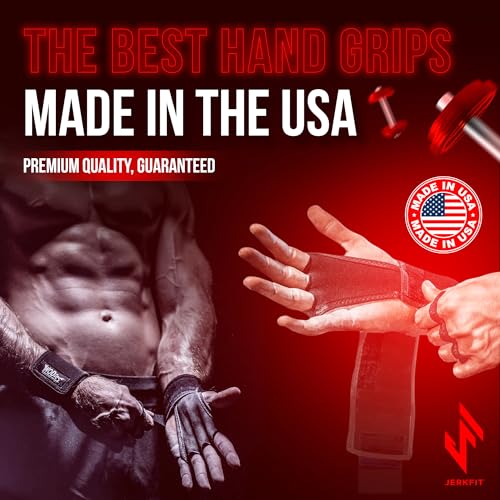 JerkFit WODies Gymnastics & Weightlifting Grips with Wrist Wraps – 3 Hole Versatile Gym Gloves for Pull Ups, Gym Training & Cross Training – Hand Grips Palm Protector for Men & Women