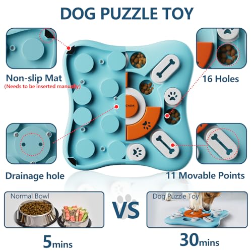 FOXMM Interactive Dog Puzzle Toy - Treat Dispensing Dog Enrichment Toys to Keep Them Busy, Squeaky Cognitive Training & Mental Stimulation, Fun Slow Feeder, Ideal Gifts for Dogs, Puppies, Cats