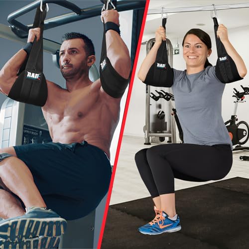 RAD AB Straps for Pull-up Bar & Core Strength Training Premium Quality (Pair) Soft Padded AB Swing Sling Abdominal Muscle Building for Men & Women Non-Slip Hanging Arm Trainer for Leg & Knee Raises
