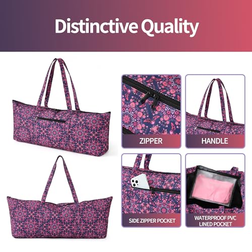 | Yoga Mat Bag | Large Yoga Mat Carrier with Wet Pocket | Yoga Gifts | Gym Tote Bag for Women - color: Tote-Navy
