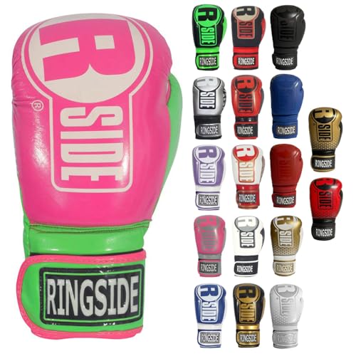 Ringside Apex Bag Gloves, IMF-Tech Boxing Gloves with Secure Wrist Support, Synthetic Boxing Gloves for Men and Women - color: Pink/Lime, size: Small-Medium