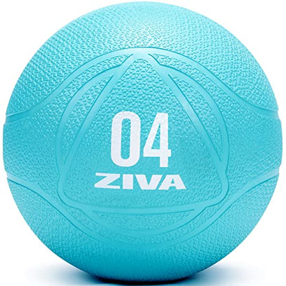 ZIVA Medicine Ball – Durable Rubber Weighted Ball with Easy-Grip Textured Shell for Core, Balance and Strength Training – Commercial Quality (Turquoise, 4–12 lb) - style: 4 Pounds