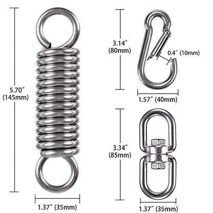 Hammock Chair Hanging Kit Swing Spring Hardware, Heavy Duty Suspension Swivel Hanger Hook for Hanging Chair, Rocking Seat, Porch Swing, Garden, 550 LB - size: Hammock Chair Kit - 1 Pack