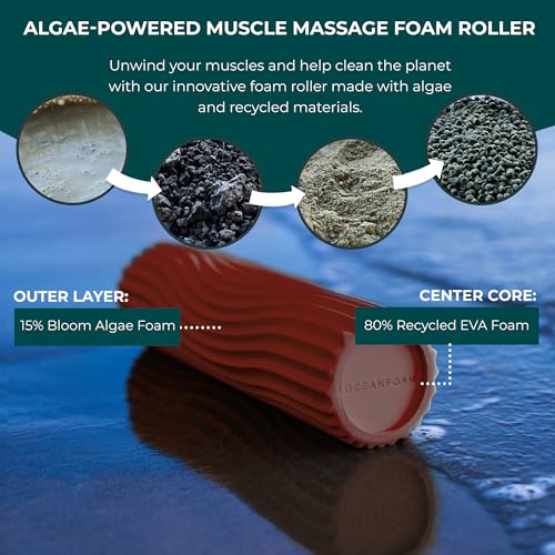 Ripple Travel Foam Roller (11" x 3.35") Firm Mini Foam Roller for Physical Therapy, Deep Tissue Massage, Back Pain - High Density, Ergonomic Wave Textured - Yoga, Pilates, Exercise (Maroon) - color: Maroon