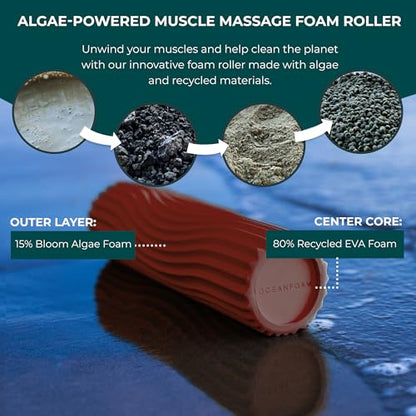 Ripple Travel Foam Roller (11" x 3.35") Firm Mini Foam Roller for Physical Therapy, Deep Tissue Massage, Back Pain - High Density, Ergonomic Wave Textured - Yoga, Pilates, Exercise (Maroon) - color: Maroon