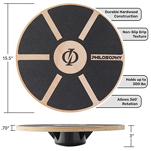 Philosophy Gym Wobble Board - Round Wooden Balance Board - Exercise Balance Trainer