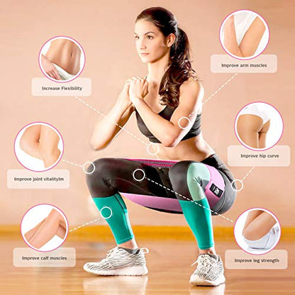 Resistance Bands Set, Exercise Bands with Non-Slip Design for HIPS & Glutes, 3 Levels Workout Bands for Women and Men, Booty Bands for Home Fitness, Yoga, Pilates