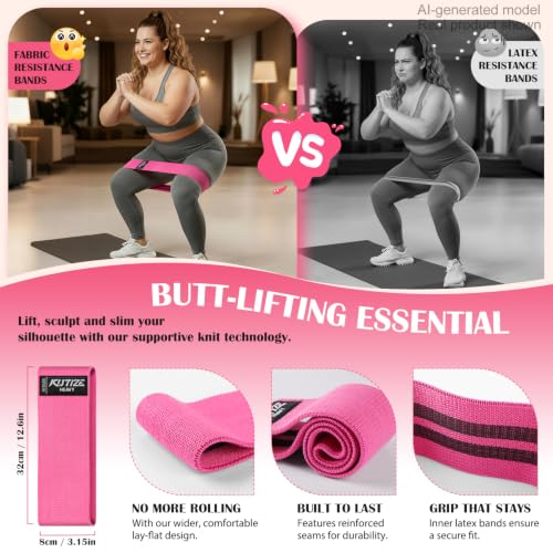 Ankle Resistance Bands with Cuffs & Fabric Resistance Bands Set - Legs & Glutes Workout Equipment for Women & Men, Home Gym Heavy Exercise Bands for Hip, Yoga, Strength Training, Rehab, Pilates - style: Pink-1