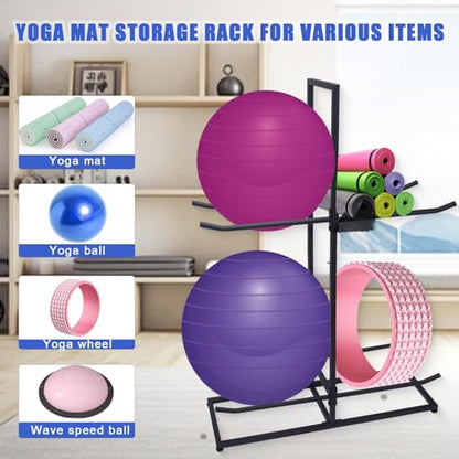 Medicine Ball Rack, Stabilising Ball Rack, Yoga Ball Holder Exercise Ball Holder Equipment Storage Rack for ommercial Gym, Studios, Home Gyms