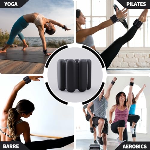 Ankle weights for women wrist weight: Adjustable ankle & wrist weights 2lbs(1lb each) for Pilates & Yoga exercise - Hand & Leg weights for women at home - color: Black