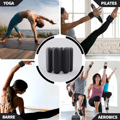 Ankle weights for women wrist weight: Adjustable ankle & wrist weights 2lbs(1lb each) for Pilates & Yoga exercise - Hand & Leg weights for women at home - color: Black
