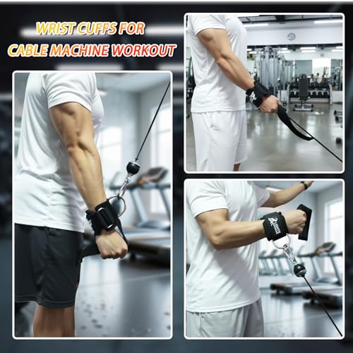 Lights Mountain Adjustable Wrist Cuffs Weight Lifting Straps with Sliding D-Ring – Heavy Duty Gym Attachments for Cable Machines, Pull Downs, Triceps & Biceps Training