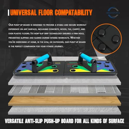 Adjustable Push up Board for Men | 20-in-1 Multi-Functional Foldable Fitness Board | Strength Training Board for Women and Men | Home Gym Workout Equipment with 5 Resistance bands