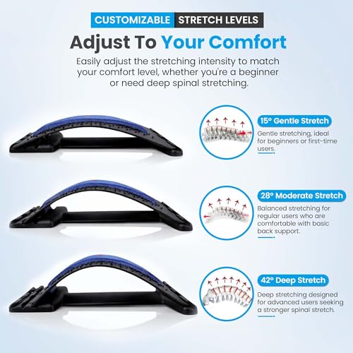 Spine Decompression Back Stretcher with Massage Ball - 3 Level Adjustable Back Cracker Board for Lower Back Comfort - Posture Support and Scoliosis Aid for Home, Office & Gym