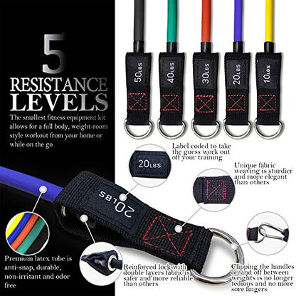 TheFitLife Resistance Bands Set for Women & Beginners – Home Workout Equipment with Handles, Door Anchor & Ankle Straps, Exercise Bands for Rehab, Yoga & Fitness