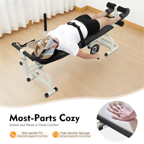 Home Lumbar Traction Bed, Full Body Traction & Stretch Decompression Bench/Table Machine for Back Spinal Decompression, Portable Spine Stretcher Bed for Improve Memory, Relieve Body Aches and Pains