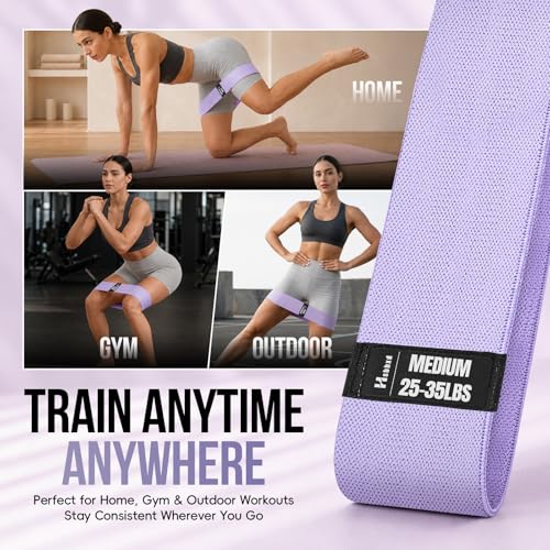 Fabric Resistance Bands for Working Out with Exercise Guide, 3 Levels Hip & Glute Bands Set for Legs, Squats, Yoga, Fitness & Physical Therapy for Women and Men