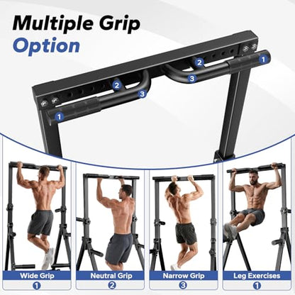 Foldable Pull Up Bar Free Standing, Strength Training Pull-up Bars Adjustable Pull Up Station, Power Tower Pull Up Bar MultiFunction Pull Up Dip Station Workout Equipment For Home Gym Support 480 LBS - color: black