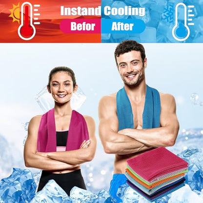 Peryiter 20 Pack Cooling Towels with Rectangle EVA Carry Cases Cooling - size: 35 x 12 Inch, style: Rectangle Eva