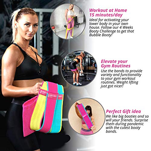 PeoBeo 3 Pack, Get Sexy and Slimmer with Non Slippery Fabric Resistance Booty Bands with Full Training Video, Ideal for Strength Building, Pilates, Rehab, Fitness, Pickleball Warm Up and Home Workout