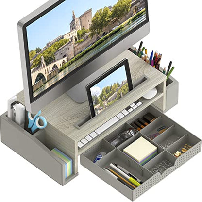 Simple Houseware Desk Monitor Stand Riser w/ Adjustable Tray, Maple - color: Maple