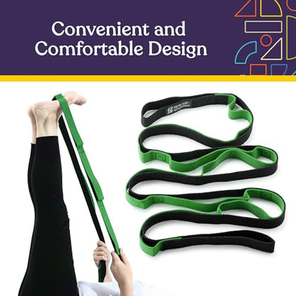 SPECIAL SUPPLIES Yoga Strap for Stretching, Stability Training, Fitness, Flexibility, Physical Therapy, Home Workout Equipment, Strength Training, and Pilates (Green)