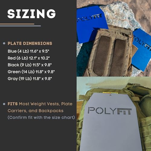 Polyfit Weight Vest Plates - Weighted Plates for Strength Training Vests - color: 14 LB (Green) Pair