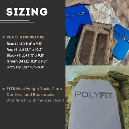 Polyfit Weight Vest Plates - Weighted Plates for Strength Training Vests - color: 9 LB (Black) Pair