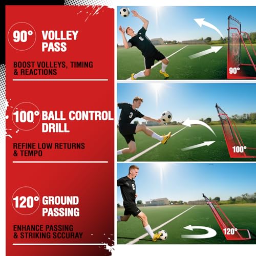 Soccer Rebounder Net, 10 Adjustable Angles 6x4FT Soccer Kickback Trainer for Passing, Ball Control & Volley Practice, Easy Setup Portable Football Training Net for Solo & Team Use