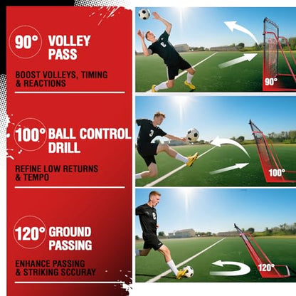 Soccer Rebounder Net, 10 Adjustable Angles 6x4FT Soccer Kickback Trainer for Passing, Ball Control & Volley Practice, Easy Setup Portable Football Training Net for Solo & Team Use