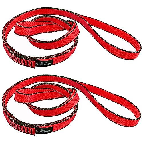 18MM Nylon Climbing Slings Runners 23 kN Strong Webbing Straps for Rock Climbing, Rappelling, Swing, Yoga Hammock etc - color: 2PCS Red, size: 24inch/60cm