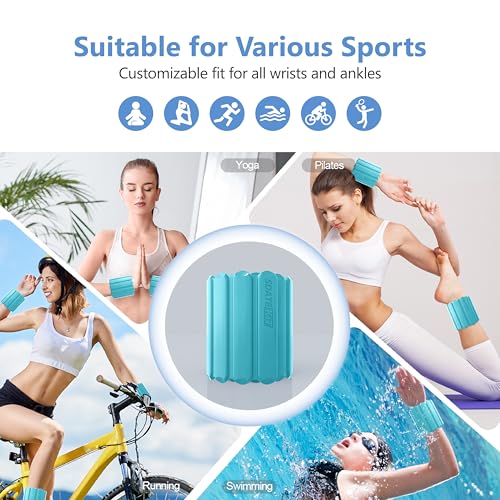 Wrist and Ankle Weights for Women & Men 2 Pack (1lb Each), Adjustable Silicone Wearable Arm & Leg Weights for Pilates, Gym, Yoga, Cardio, Strength Training - color: Magnetic Blue