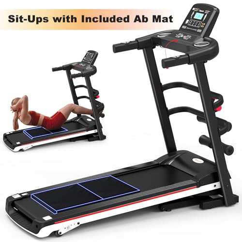 Foldable 16.5 Inch Cardio Fitness Portable Treadmill with Bluetooth Connectivity, LCD Display, and Tracking Apps for Home Gym Equipment, Black - color: Black Medium