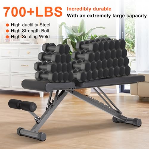 YouTen Adjustable Training Bench Incline Bench Folding Decline Bench Flat Bench Easy Angle Adjustment Compact Storage Adjustable Bench Press Strength Training Body-building apparatus