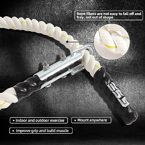 GSE Games & Sports Expert Gym Climbing Rope, Polyester Workout Rope for Indoor/Outdoor and Home Workouts. Great for Climbing Exercises, Strength Training - 10 Feet