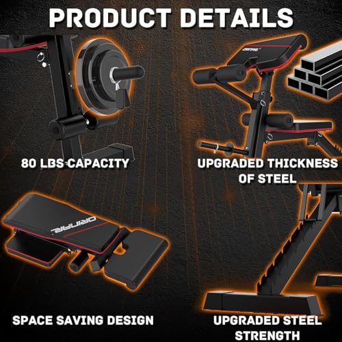 Adjustable Weight Bench, 880Lbs Bench Press for Full Body Workout, Workout Bench for Home Gym with Barbell Rack, Strength Training Stable Incline Decline Bench with Leg Developer