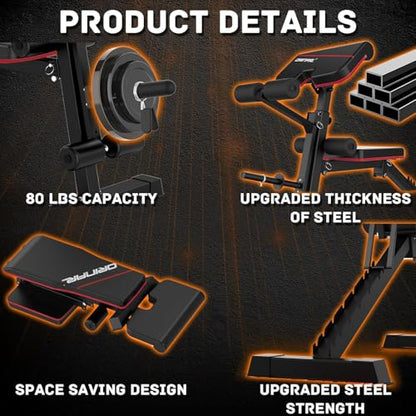 Adjustable Weight Bench, 880Lbs Bench Press for Full Body Workout, Workout Bench for Home Gym with Barbell Rack, Strength Training Stable Incline Decline Bench with Leg Developer