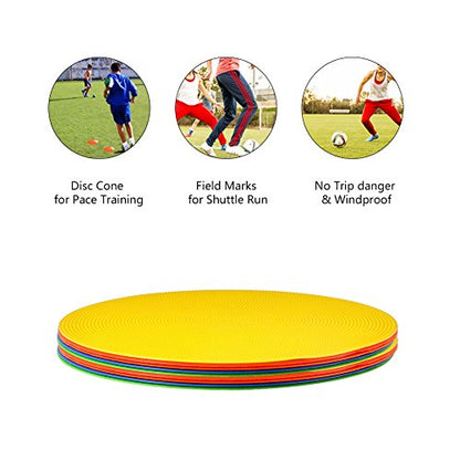 VGEBY 10Pcs Spot Markers, Flat Disc Markers Round Silicone Speed Training Spot Cones Field Marker for Soccer, Basketball, Baseball Supplies Vgeby1 Disc Markers