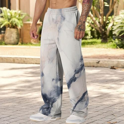 Graphic Print Pants for Men Elastic Waisted Wide Leg Baggy Sweatpants Joggers Loose Fit Streetwear Pants with Pockets - color: Style01, size: X-Small