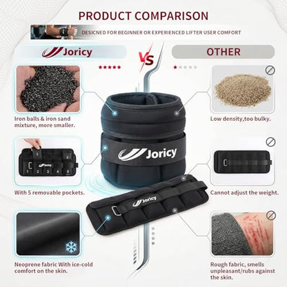 Adjustable Ankle Weights for Women Men A Pair of 1-3/4/5/6/8/10/20LBS - color: Black