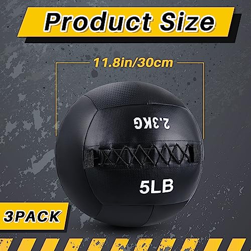 Lunmon Soft Wall Medicine Ball for Exercise Fitness Slam Weighted Med Ball with Non Slip Grip for Slamming Workout Strength Conditioning Core Training Lunge and Partner Toss - size: 5, 10 and 15 Lbs