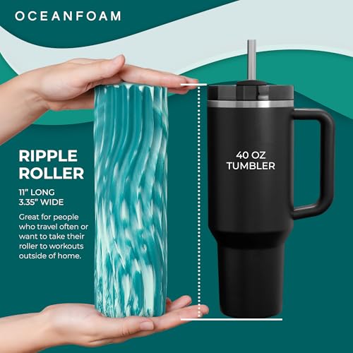 Oceanfoam Ripple Small Foam Roller for Exercise (Jade & Seafoam Marbled) - color: Jade & Seafoam Marbled