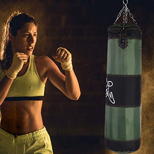 Bnineteenteam Heavy Punching Bag,Training Boxing Bag with Chain for Adults Men Women(Empty) - color: Green, size: 100cm