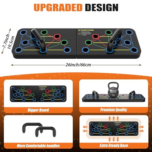 Push Up Board - Pushup Bars Handles Portable Foldable Workout Exercise Fitness Chest Muscle Exercise Professional Equipment Burn Fat Strength Training Arm Men & Women