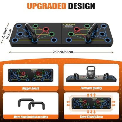 Push Up Board - Pushup Bars Handles Portable Foldable Workout Exercise Fitness Chest Muscle Exercise Professional Equipment Burn Fat Strength Training Arm Men & Women